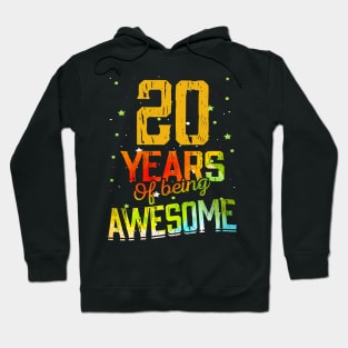 20th Anniversary Gift Vintage Retro 20 Years Of Being Awesome Gifts Funny 20 Years Birthday Men Women Hoodie